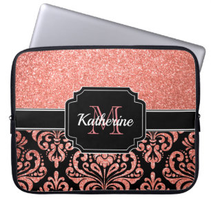 Rose Gold Glitzer Damask Laptopschutzhülle
