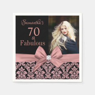 Rose Gold Glitzer Damaskus 70. Geburtstag Foto Serviette