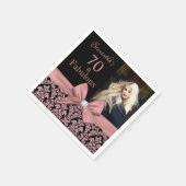 Rose Gold Glitzer Damaskus 70. Geburtstag Foto Serviette (Ecke)