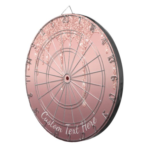 Rose Gold Glitzer Dart Board mit benutzerdefiniert Dartscheibe (Vorderseite rechts)