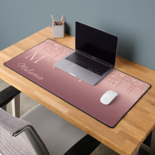 Rose Gold Glitzer Desk Matte Individuelle Name und Schreibtischunterlage