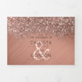 Rose Gold Glitzer - Detaillierte UAWG Dreifach Gefaltete Einladung (Cover)