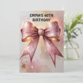 Rose Gold Glitzer Diamantbogen Geburtstag Einladung (Stehend Vorderseite)