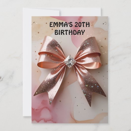Rose Gold Glitzer Diamantbogen Geburtstag Einladung (Vorderseite)