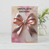 Rose Gold Glitzer Diamantbogen Geburtstag Einladung (Stehend Vorderseite)