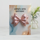 Rose Gold Glitzer Diamantbogen Geburtstag Einladung (Stehend Vorderseite)