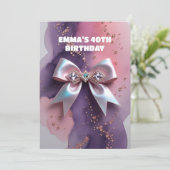 Rose Gold Glitzer Diamantbogen Geburtstag Einladung (Stehend Vorderseite)