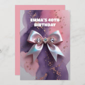 Rose Gold Glitzer Diamantbogen Geburtstag Einladung (Vorne/Hinten)