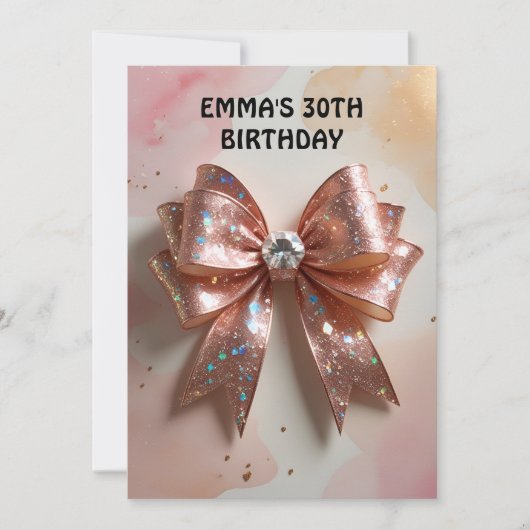 Rose Gold Glitzer Diamantbogen Geburtstag Einladung (Vorderseite)