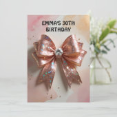 Rose Gold Glitzer Diamantbogen Geburtstag Einladung (Stehend Vorderseite)