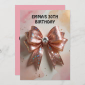 Rose Gold Glitzer Diamantbogen Geburtstag Einladung (Vorne/Hinten)