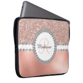 Rose Gold Glitzer Diamond Glam Monogram Laptopschutzhülle (Vorne Rechts)