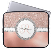 Rose Gold Glitzer Diamond Glam Monogram Laptopschutzhülle (Vorderseite)