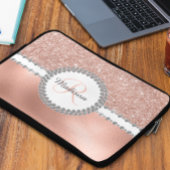 Rose Gold Glitzer Diamond Glam Monogram Laptopschutzhülle