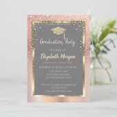 Rose Gold Glitzer Diamonds Abschluss Einladung (Stehend Vorderseite)