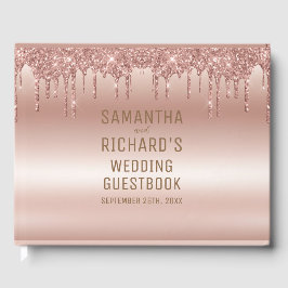 Rose Gold Glitzer Diamonds Wedding Gästebuch