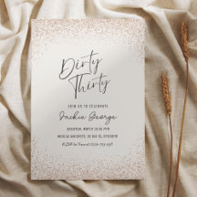 Rose Gold Glitzer Dirty 30 Geburtstag Einladung