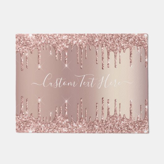 Rose Gold Glitzer Doormat mit benutzerdefiniertem Fußmatte (Vorderseite)