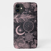 Rose Gold Glitzer Dreamcatcher Feathers Mandala Case-Mate iPhone Hülle (Rückseite)
