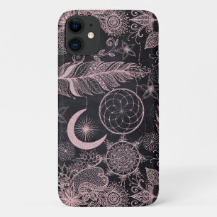 Rose Gold Glitzer Dreamcatcher Feathers Mandala Case-Mate iPhone Hülle