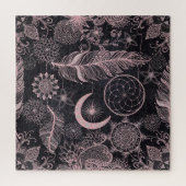Rose Gold Glitzer Dreamcatcher Feathers Mandala Puzzle (Vertikal)
