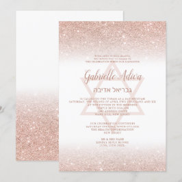 Rose Gold Glitzer Drehbuch mädchenhaft weißen Bat Einladung