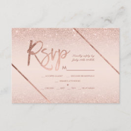 Rose Gold Glitzer Drehbuch Rosa uAwg Hochzeit RSVP Karte