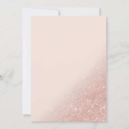 Rose Gold Glitzer Drehbuch rot Rosa Quinceanera Einladung (Rückseite)