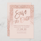 Rose Gold Glitzer Drehbuch rot Rosa Save the Date (Vorne/Hinten)