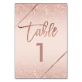 Rose Gold Glitzer Drehbuch rot Rosa Tischnummer (Rückseite)