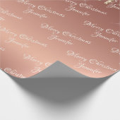 Rose Gold Glitzer Drilling Christmas Name Script Geschenkpapier (Ecke)