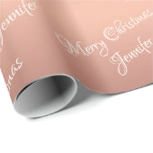 Rose Gold Glitzer Drilling Christmas Name Script Geschenkpapier (Rolleneckpunkt)