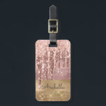 Rose Gold Glitzer Driving Gold Stripes Monogramm Gepäckanhänger<br><div class="desc">Moderne, luxuriöse, Rose Gold Glitzer Tropfen auf Gold und Rose Gold Farbe Glitzer Streifen maßgeschneiderte mit Monogramm Gepäckmarke. Dieses Design bietet Imitate glänzende Streifen Glitzer und gebürstetes Metall in Gold, und rot rosa Rosa Rosa Farbe Glitzer mit Namen oder Monogramm Text Vorlage. Über leicht rot Rosa und Rose Gold Glitzer...</div>