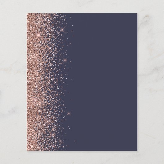 Rose Gold Glitzer Dunkelblau Save the Date (Rückseite)