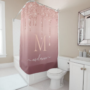 Rose Gold Glitzer Dusche Vorhang Ihr Name Letter