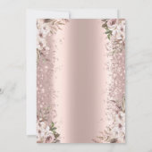Rose Gold Glitzer Dust Boho Blume Rente Einladung (Rückseite)