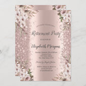 Rose Gold Glitzer Dust Boho Blume Rente Einladung (Vorne/Hinten)