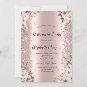 Rose Gold Glitzer Dust Boho Blume Rente Einladung