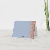 Rose Gold Glitzer Dusty Blue Wedding Vielen Dank Karte (Rückseite)