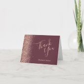 Rose Gold Glitzer Edge Burgundy Wedding Vielen Dan Karte (Vorderseite)