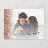 Rose Gold Glitzer Edge Foto Save the Date Postkarte (Vorderseite)
