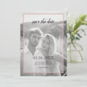 Rose Gold Glitzer Effekt Chic Script Foto Hochzeit Save The Date (Stehend Vorderseite)