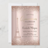 Rose Gold Glitzer Eiffel Confetti Quinceañera Einladung (Vorderseite)