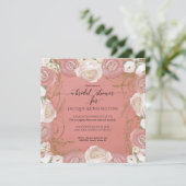 Rose Gold Glitzer Elegant bemalt Blumenbraun Einladung (Stehend Vorderseite)