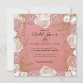 Rose Gold Glitzer Elegant bemalt Blumenbraun Einladung (Vorderseite)