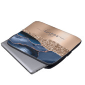 Rose Gold Glitzer Elegante Mit Monogramm Navy Blue Laptopschutzhülle (Vorne Knopf)