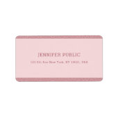 Rose Gold Glitzer Elegante Moderne Vorlage Adressaufkleber (Vorne)
