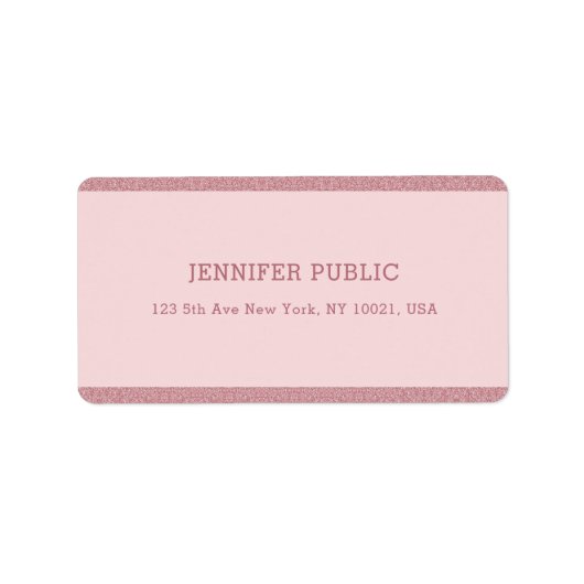 Rose Gold Glitzer Elegante Moderne Vorlage Adressaufkleber (Vorne)
