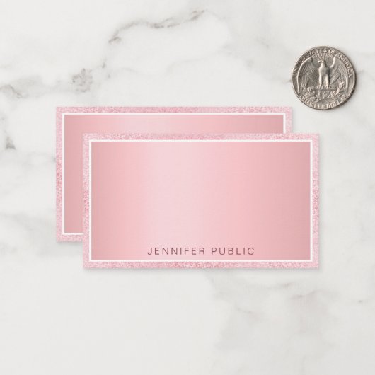 Rose Gold Glitzer Elegante Personalisierte Vorlage (Vorderseite/Rückseite Beispiel)