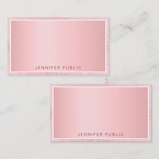 Rose Gold Glitzer Elegante Personalisierte Vorlage (Vorne/Hinten)